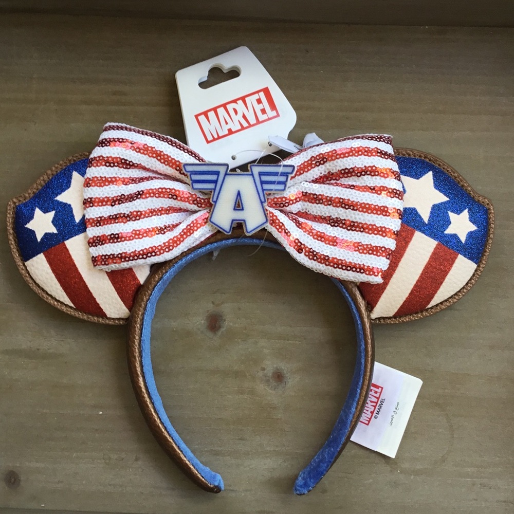 Marvel Captain America Stars and Stripes Headband with Bow Disney Parks